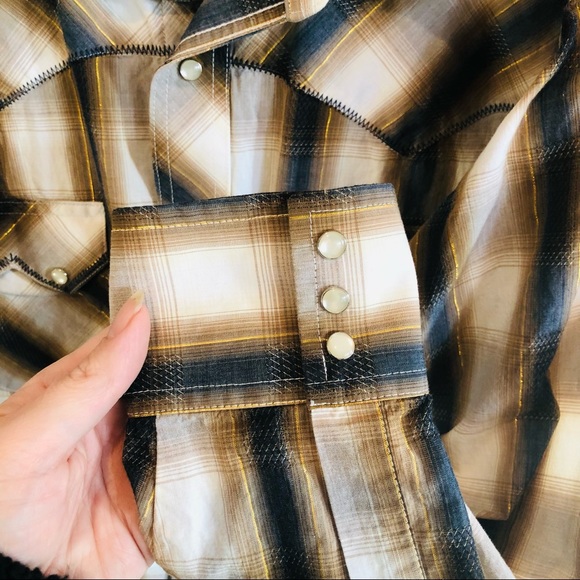 Wrangler Vintage Pearl Snap Plaid western shirt L - Picture 4 of 6